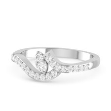 925 Sterling Silver 1.5 MM Flower Petal Cubic Zirconia Premium Adjustable Ring