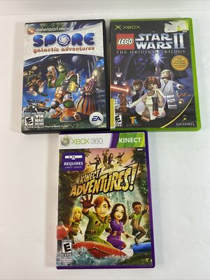 TWO XBOX GAMES AND A COMPUTER GAME - STAR WARS II - KINECT ADVENTURES