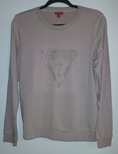 Guess Sweater Pullover Crew Neck Pink Women's Large Rhinestone Logo