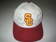 CARSON PALMER / PAUL HACKETT + 8 USC TROJANS FOOTBALL TEAM SIGNED CAP HAT (545)