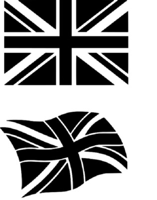 BRITISH UNION JACK FLAGGE SCHABLONE - WIEDERVERWENDBAR 2 AUF EINEM BLATT JE 5,5 X 3,7 ZOLL 