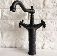 Oil Rubbed Bronze Cross Handle Kitchen Vanity Sink Faucet 360 Swivel Mixer Tap