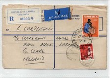 ZAMBIA: 1966 Registered postal stationery to Irish Sweepstakes (C69729)