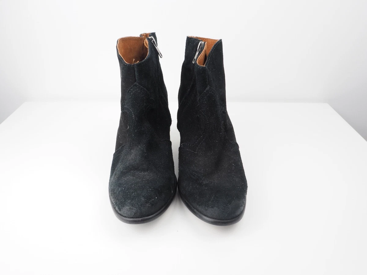 Office Shoes 100 Real Suede Leather Black Cowboy Ankle Boots UK 6 Festival