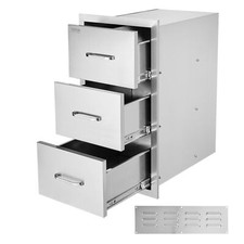 16x28.5x20.5" Stainless Steel BBQ Island Drawers Flush Mount Triple Access