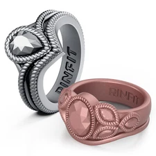Rinfit's Pear & Oval Bundle - Soft&Comfortable Wedding Rings for Women - 2pack