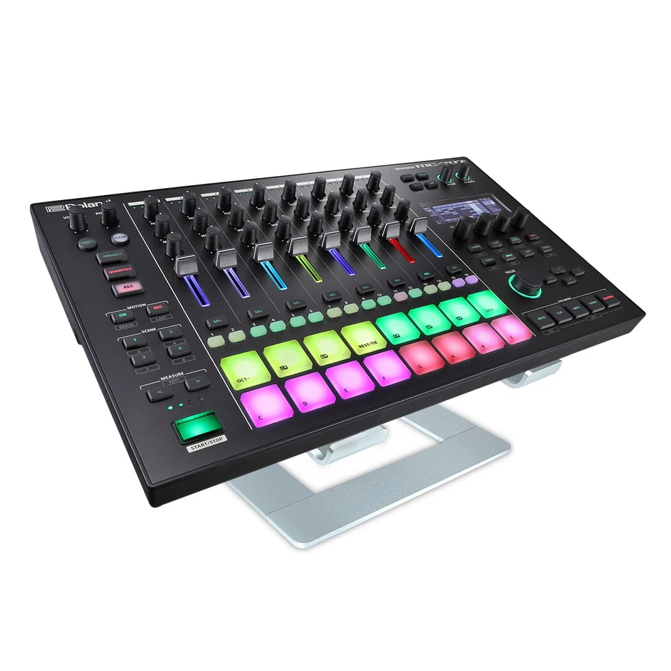 Roland MC-707 Groovebox DJ Mischpult Sequenzer Sampler + keepdrum Ständer Silber - Bild 2 von 4