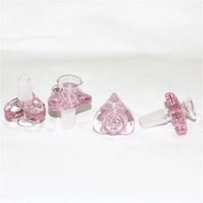 2PCS 14MM Male Smoking Bowl Pink Heart Thick Glass Water Pipe Slide Tobacco Bowl
