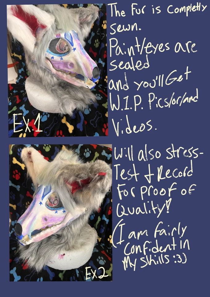 Skulldog fursuit Head Commissions (0/4 插槽) 骷髅狗服装 — 第 2/4 张图片