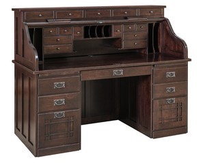 Amish Arts Crafts Mission Roll Top Desk Office Furniture Solid