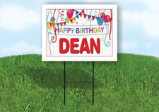 DEAN HAPPY BIRTHDAY BALLOONS 18 in x 24 in Yard Sign Road Sign with Stand