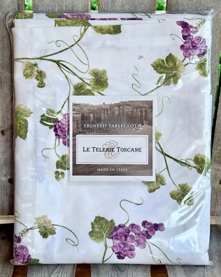 Le Telerie Toscane Italy Firenze 66'' x 108'' Tablecloth Grapes Leaves Vines