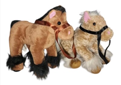 BigTime Barnyard Horse 8  Plush 2010 Pony Lot Of 2 Stuffed Toys Kidcore Farm 