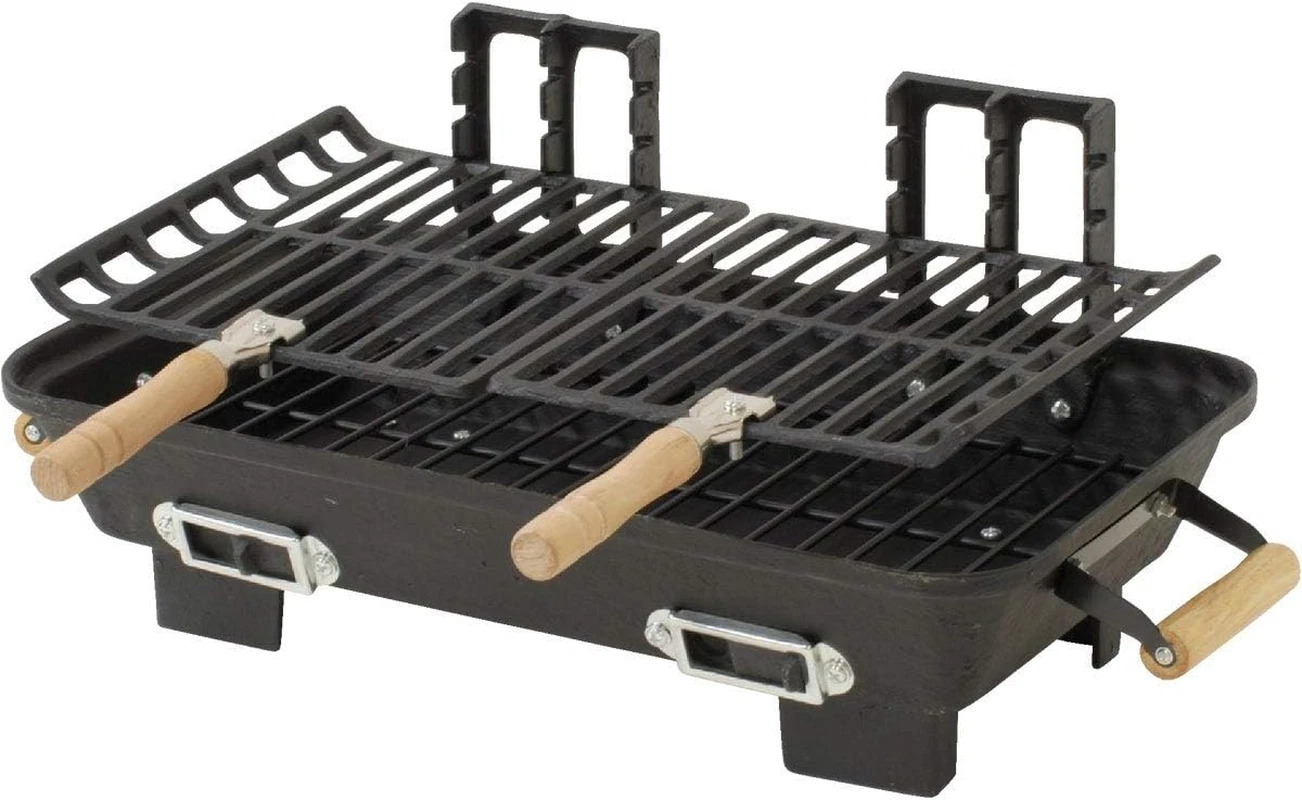 New Hibachi Grill Cast Iron Charcoal Cooking Light Portable Charcoal BBQ Outdoor