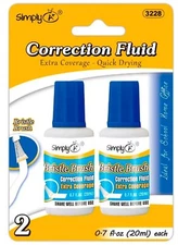 (2 Pcs) White Out Correction Fluid Quick Dry Multi Liquid Brush Type 20ml Each