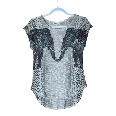 Eclectic Elephant Ginger G Artsy Boho Hippie Top Open Knit Semi Sheer Sweater S
