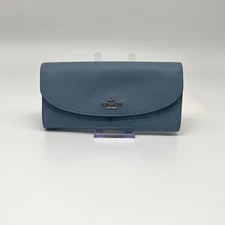 COACH Leather Long Envelope Wallet, Blue