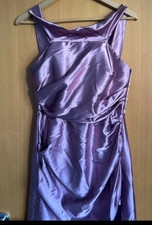 Damen Abendkleid lang lila Satin-Optik (Polye...