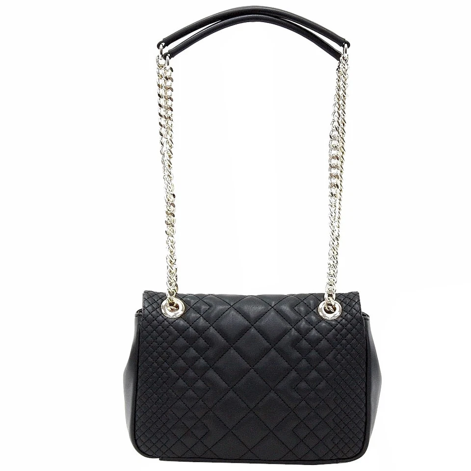 Bolso de mano Love Moschino para mujer acolchado y bordado negro con solapa Foto 3 de 4