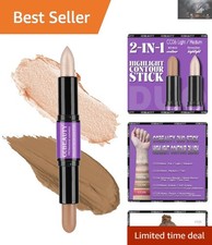 Dual-Ended Contour Stick Makeup: Cream Highlighter  Bronzer for Natural Glow