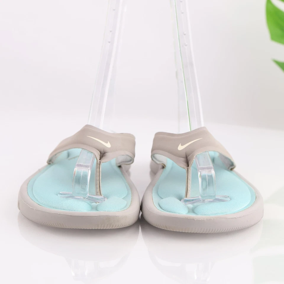 Сандалии женские Nike размер 10 серые цвет морской волны комфортные стринги шлепанцы мягкие пена - Изображение 2 из 4