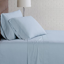 Cannon Solid Percale 200 Thread Count Sheet Sets Light Blue 100 Cotton 4-Piece