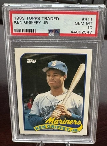 1989 KEN GRIFFEY JR TOPPS TRADED ROOKIE PSA 10  MARINERS 50-50? (547)
