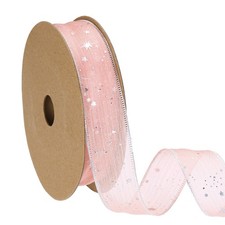 Organza Star Ribbon Wired 1 Inch Wide 20 Yards Orange