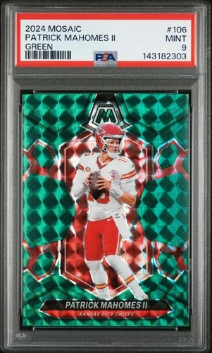 PATRICK MAHOMES *PSA 9* - 2024 Panini Mosaic Green Mosaic Prizm - KC Chiefs