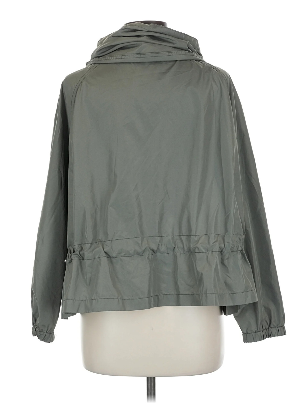 Zara Basic Women Green Raincoat L thumbnail 2