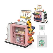 Cash Register Playset for Kids - 48PCS with Toy Coffee Machine,Pretend Play M...