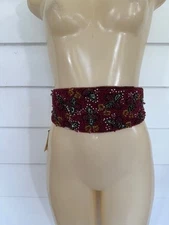 New ZARA Women's Purple Multicolor Beaded Sash Stretch Belt Size 30 Y852F