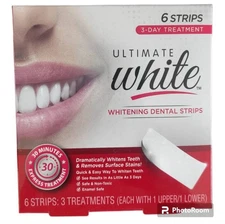 2Pk Ultimate White, Whitening Dental Strips Lot of ( 6 Strips ) Each *