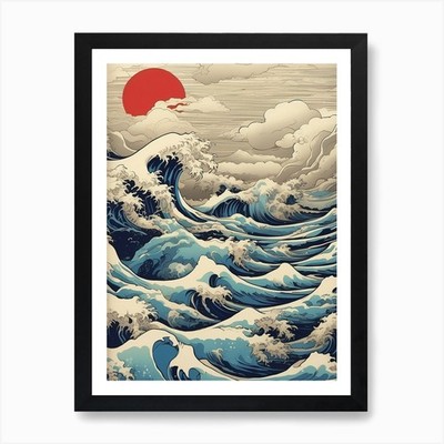 Große Welle vor Kanagawa 5 Kunstdruck gerahmt Wandbild Poster Leinwanddruck Bild