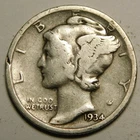 1934 D Mercury Dime 90% Silver VG-Details  "Actual Coin Pictured - Not Cleaned"