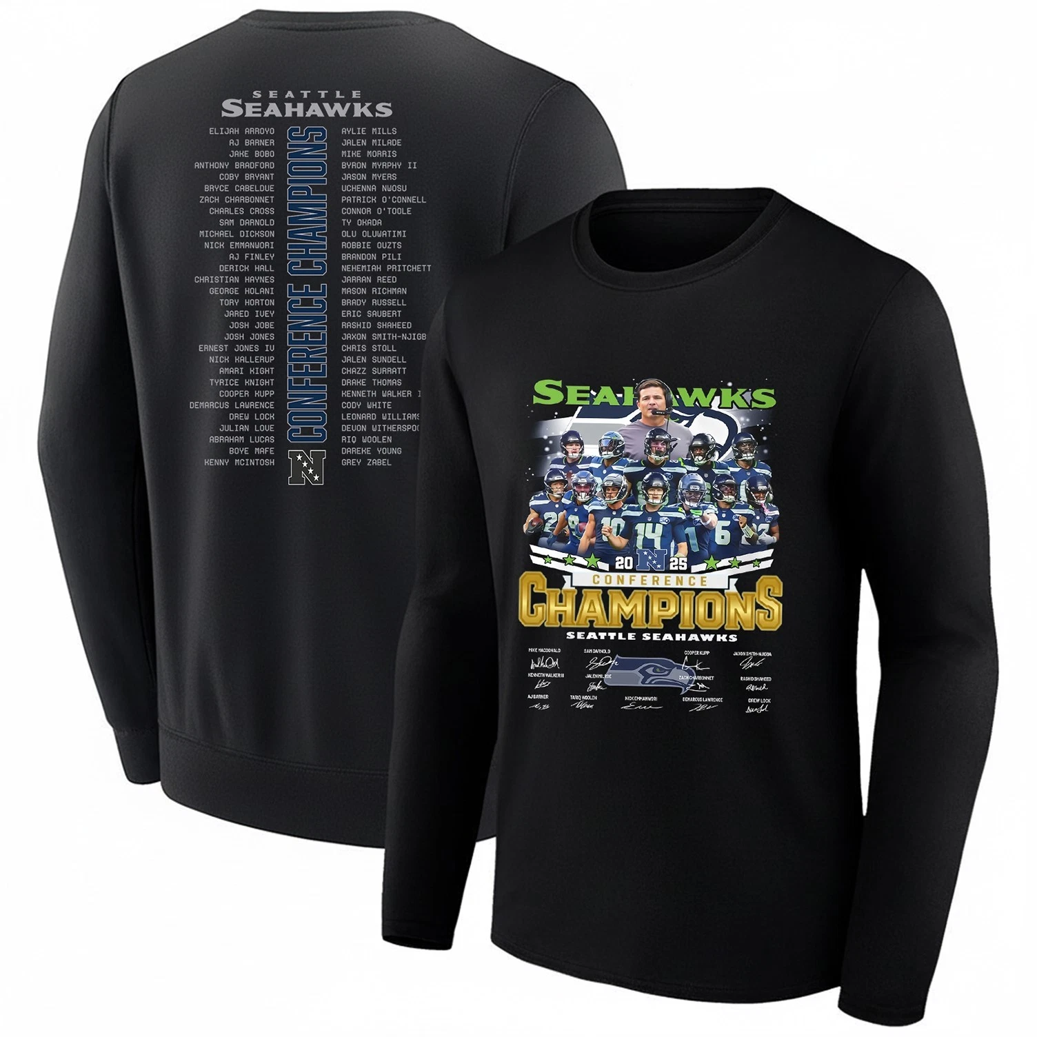 Seattle Seahawks 2025 NFC Championship 2Sided Long Sleeve, Gift For Fans