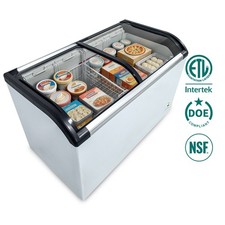 Curved Top Display Freezer Perfect Ice Cream Showcase, 4 Baskets, Anti-Fog