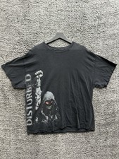 Vintage Disturbed Band Shirt Metal Rock Black Tee Rare Mens Over Print Size XL