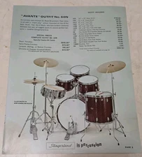 1973 Slingerland Drum Catalog 3-Page Spread - Avante Jazz Rock Zoomatic Strainer