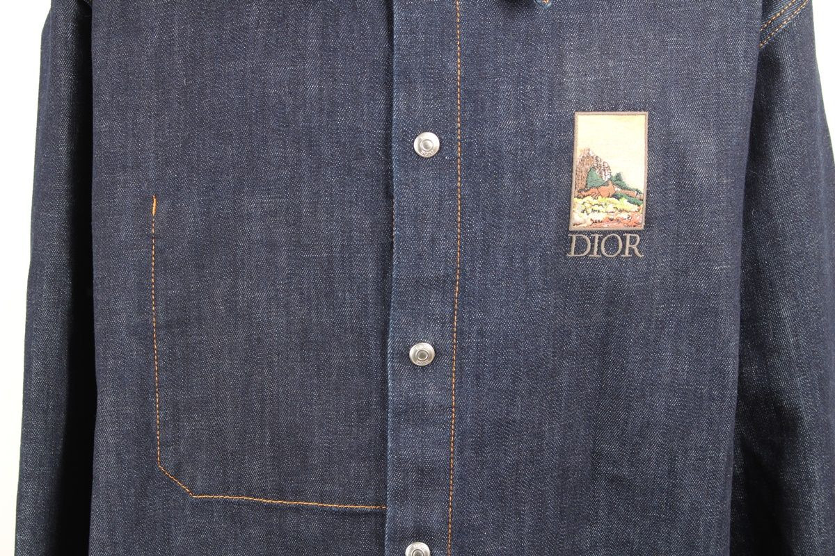 Dior Denim Overshirt Jacket with Houndstooth Logo 56 SKU1234 Dior Denim Overshirt Jacket with Houndstooth Logo 56 SKU1234