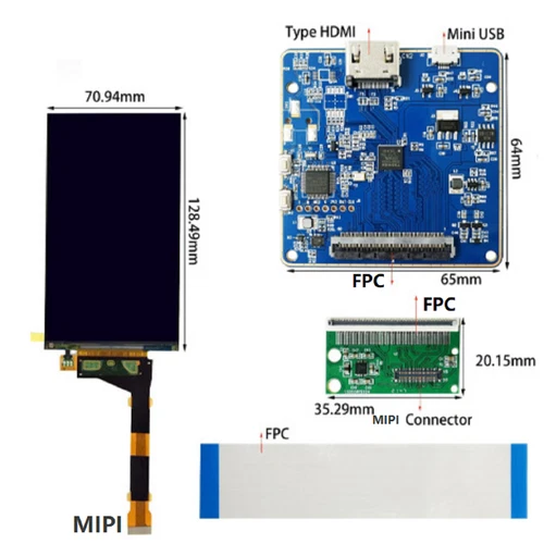 5.5" LS055R1SX04 LCD Screen With Backlight+HDMI Driver Board For 3D Printer D