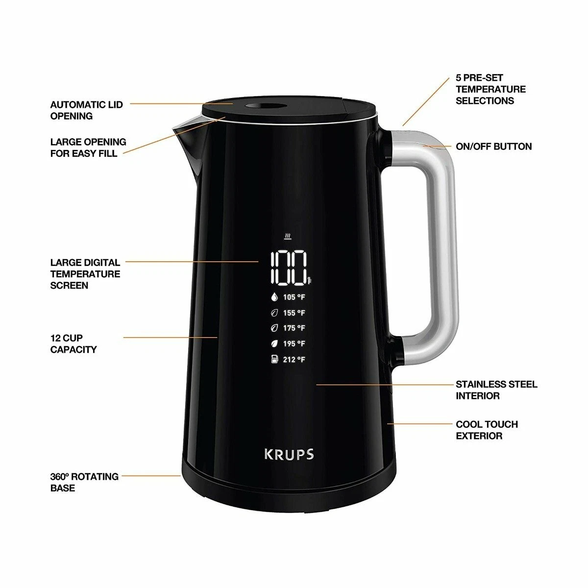 Krups 12-Cup Smart Temp Digital Kettle