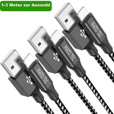 1m / 2m / 3m iPhone SCHNELL Ladekabel für 6 7 8 XR X XS 11 12 13 14 USB iPad Pro