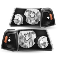 FOR 2001-2011 FORD RANGER BLACK HOUSING AMBER CORNER HEADLIGHTS LAMPS ASSEMBLY 