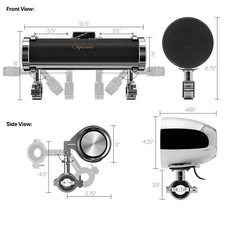 Waterproof Bluetooth Motorcycle Stereo Speaker Soundbar Audio MP3 System Chrome