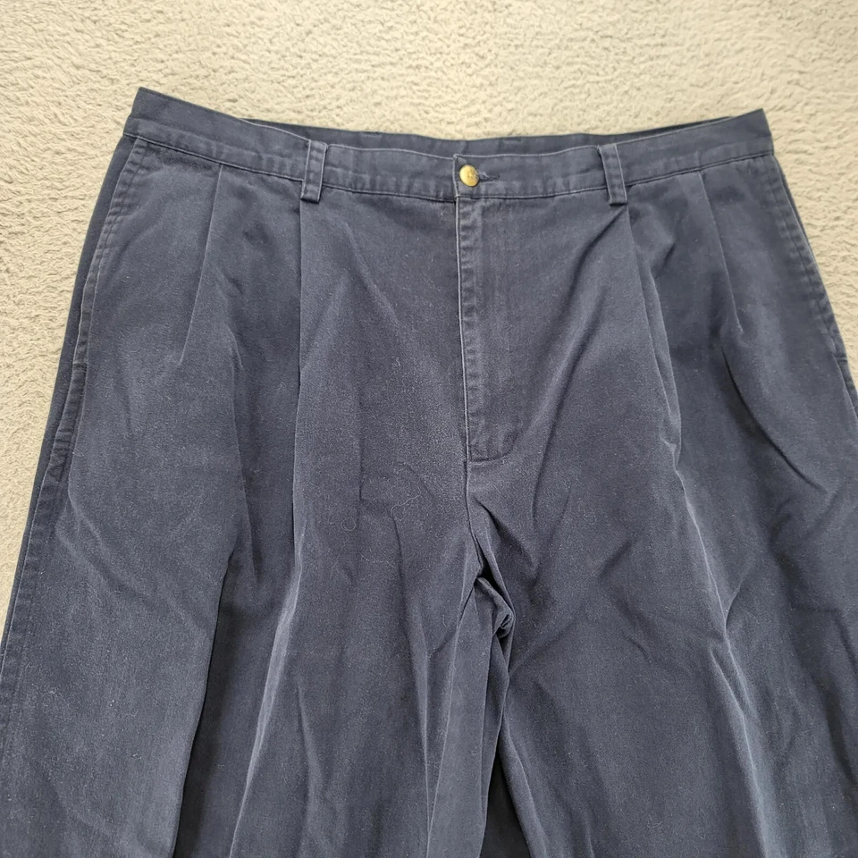 Брюки мужские Nautica 40x30 синие прямые плиссированные с манжетами повседневные опрятные - Изображение 2 из 4