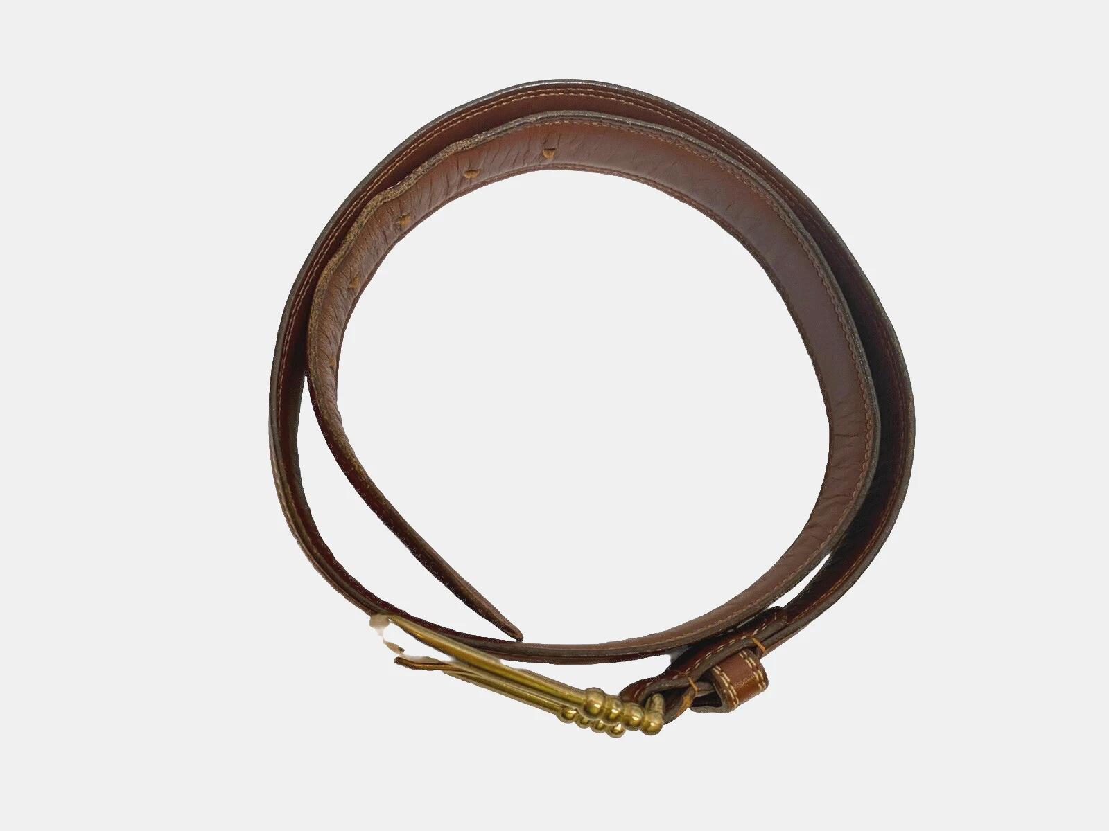 Cintura Coach 3910 British Tan taglia L 30 32" briglia inglese pelle ottone massiccio USA