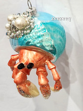 Coastal Robert Stanley Jeweled Hermit Crab Glass Christmas Ornament Ocean Beach
