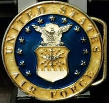 Vintage United States Air Force Gold Tone Enamel Inlay USA Made Belt Buckle