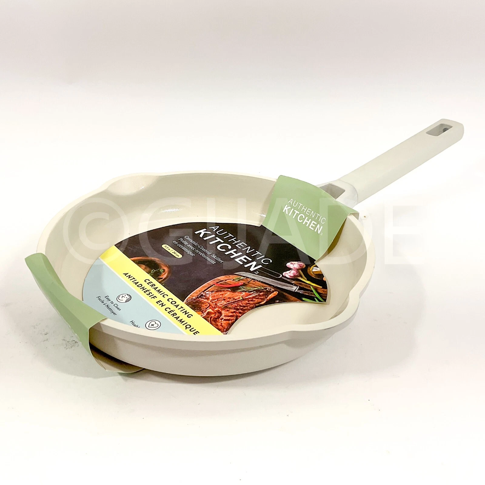 Authentic kitchen Ceramic Coating, Non-Stick 9.5 In Frying Pan / Skillet Ivory